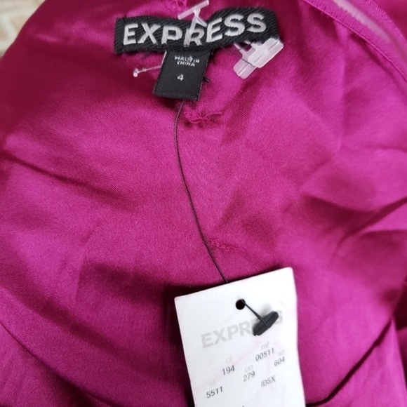 NWT Express One-Shoulder Pleated Layer Dress Pink - Picture 5 of 6